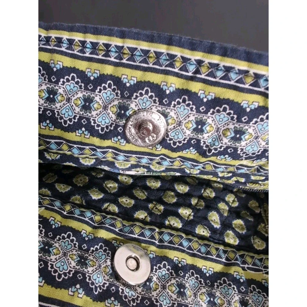 VERA BRADLEY GREEN & BLUE  EXPANDABLE SIDE TIE PURSE BAG TOTE